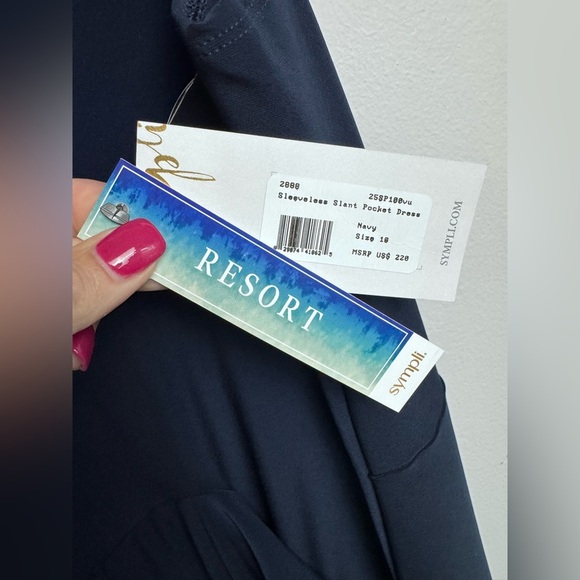 Sympli Sleeveless Slant Pocket Dress Resort Navy 2888NWT Size 10 - Picture 9 of 9